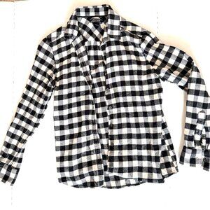 Lands End Buffalo Check Fleece Button Up Blouse